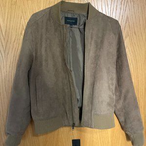 Banana Republic Vegan Suede Bomber Jacket Men Tan